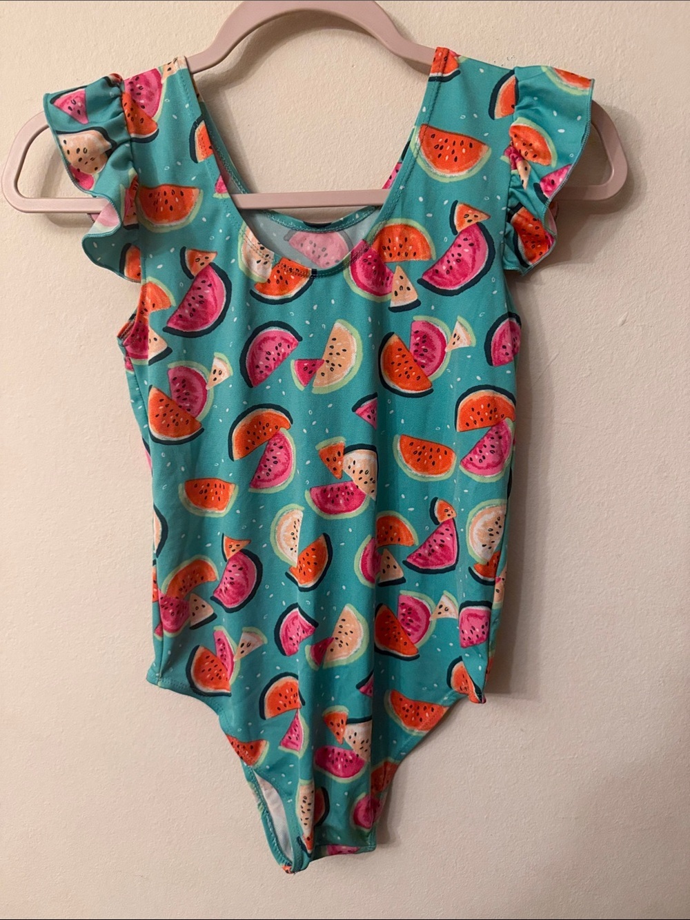 Source Unknown Kids One-Piece Swimsuit - Aqua with Multicolor Watermelon Print